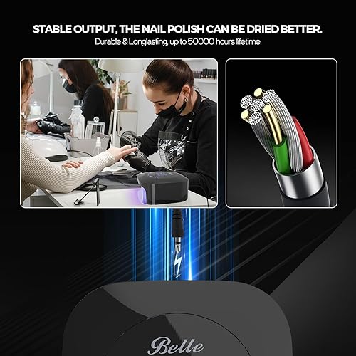 Miniatura 5 de Belle Lámpara de uñas LED UV, luz UV profesional de 54 W para esmalte de gel con pantalla táctil LCD grande, sensor automático y 4 ajustes de