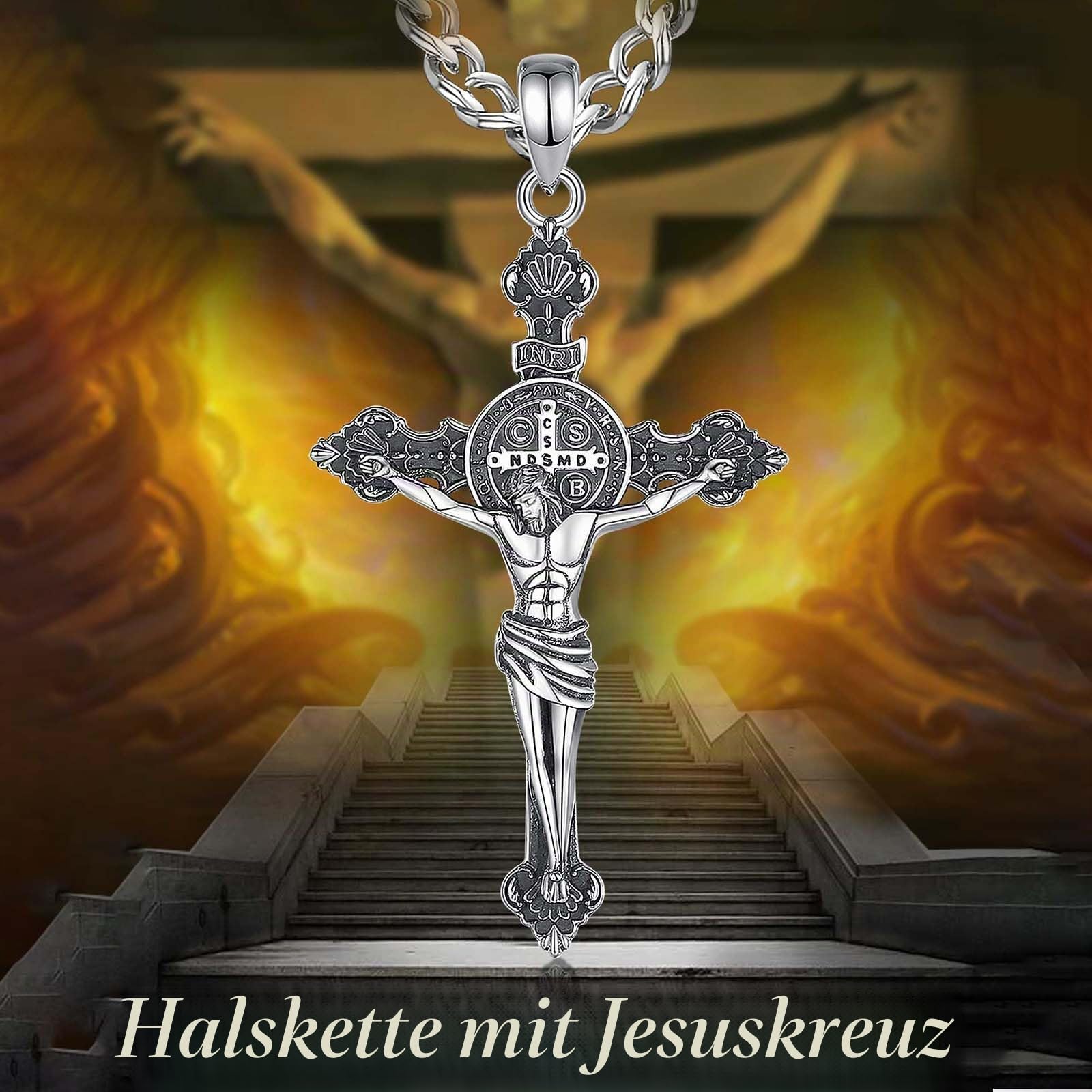 INFUSEU St. Christophorus/St. Michael/St. Benedikt/Heiliger Jude//Jungfrau Maria Medaille Jesus Kreuz 7 Erzengel Siegel 925 Sterling Silber Anhänger für Männer Frauen Heilige Religiöse Amulette