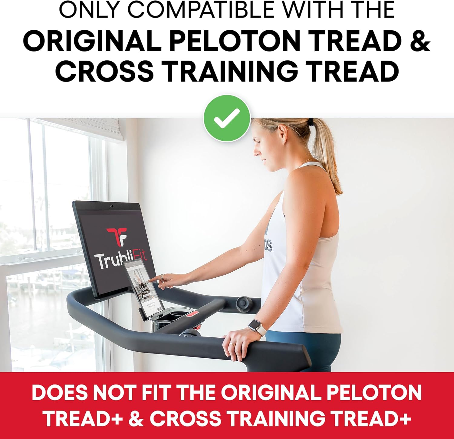 TrubliFit iPad Holder for Original Peloton Tread and Cross Training Tread - Tablet Mount for Treadmill - Watch Netflix While You Run - Accessories for Peloton Tread