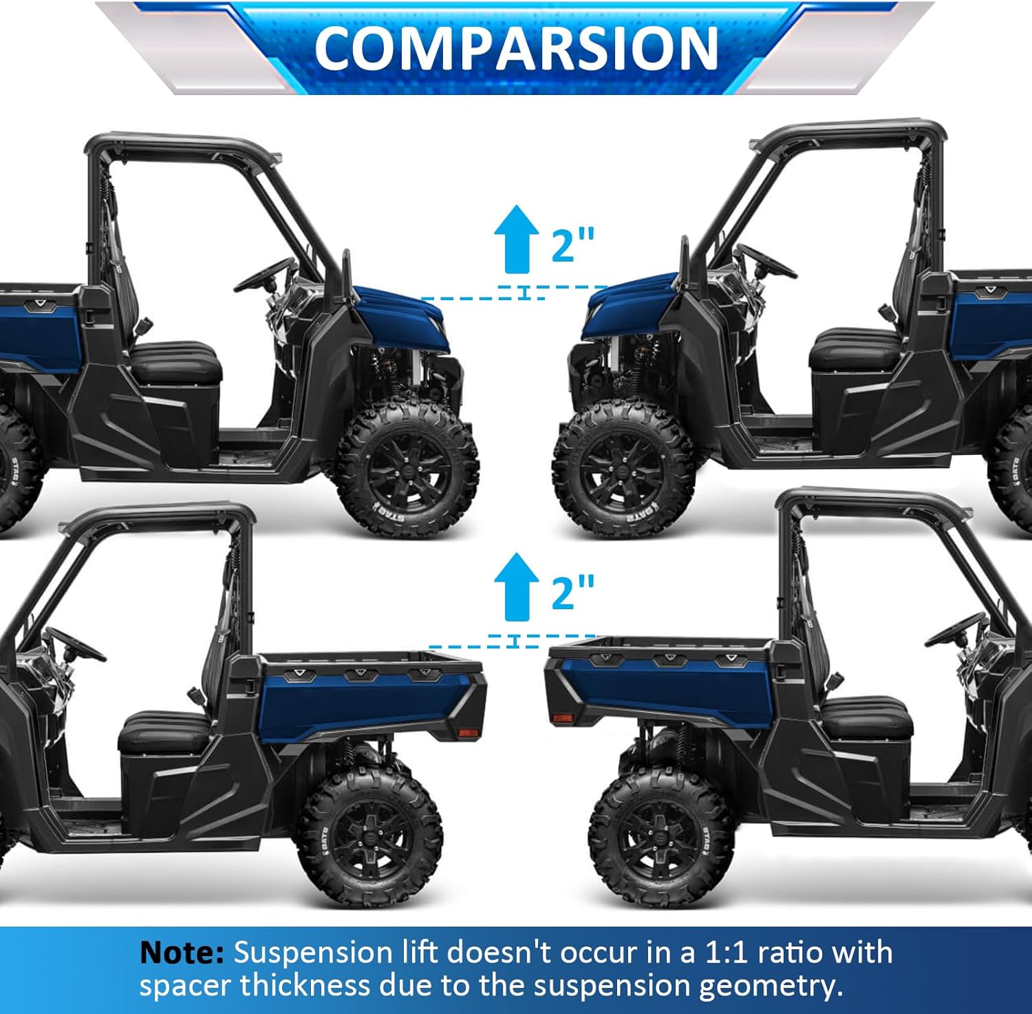 Wsays 2 Inch Lift Kit Front & Rear 2" full Suspension Leveling Kit Compatible with CFMoto UForce 1000 1000 XL 2019-2025