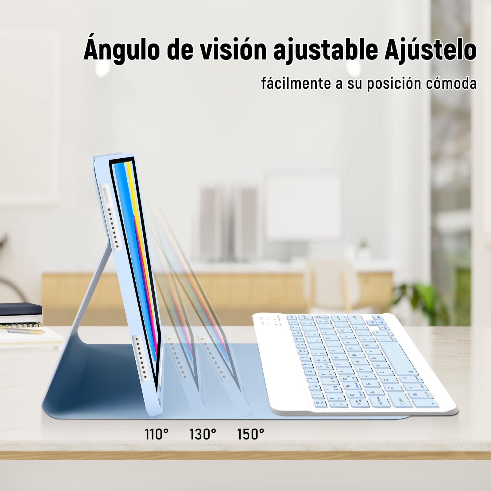 Lielax Funda con Teclado Español Ñ para iPad 10 Generación 2022/11 Generación A16 2025 (10.9/11 Pulgada),Teclado Bluetooth Magnético Desmontable para 10.ª Gen 2022, Azul