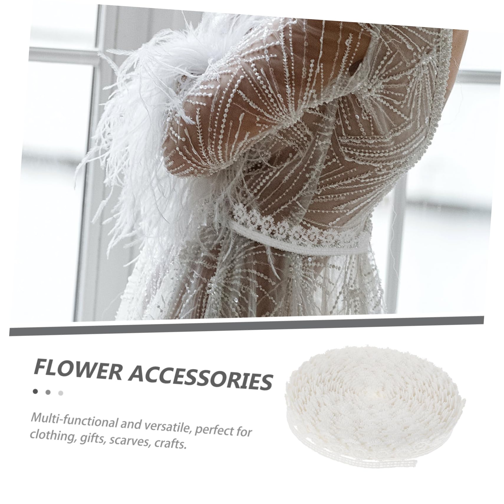 Tofficu 5rouleaux Ruban De Dentelle Blanche Dentelle Décorative Pour Mariage Et Artisanat Pour Costumes Accessoires Et Décoration Yards De Tissu