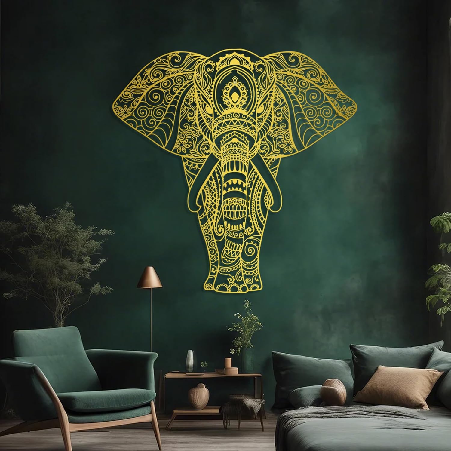 Mandala Elephant Metal Wall Art, Metal Elephant