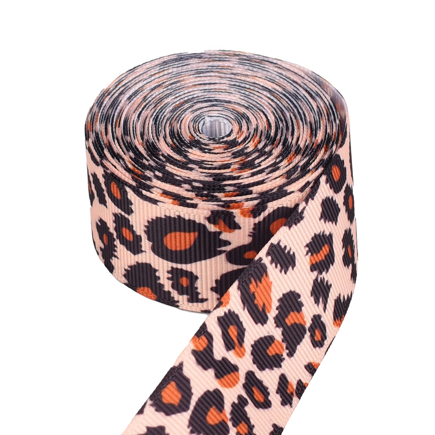 JNAWA 5 Yards Leopard Print Ribbon Cheetah Grosgrain Ribbon Decorative Fabric Ribbons for Gift Wrapping, DIY Crafts, Party Decoration, Hair Headbands Making(2.5cm)