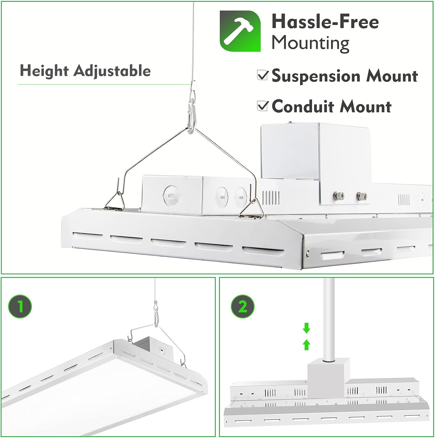 Promo Discount Up To 70% Off bulbeats 2FT LED High Bay Shop Light 120W, 16800lm (Eqv. 500W MH/HPS), 5000K Daylight Suspended Mounting LED Linear Shop Lights for Warehouse, Garage, Workbench, Supermarket (2 Pack)