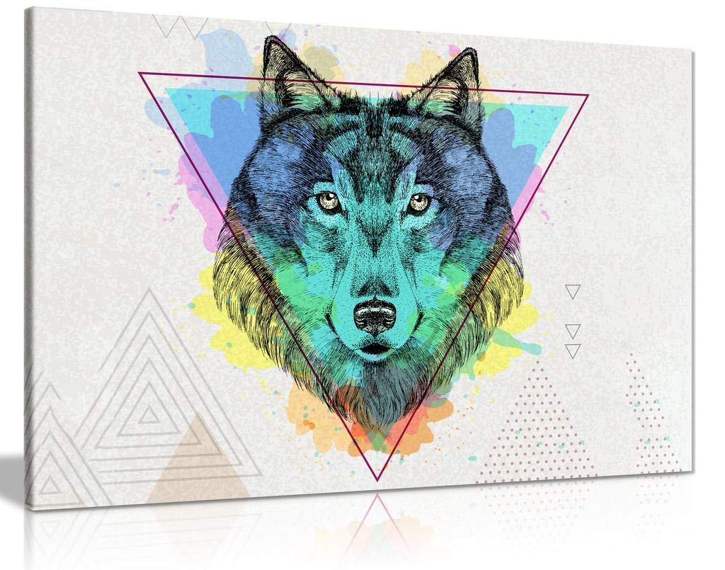 Abstract Wolf Animal Head Canvas Wall Art Picture Print (30x20)