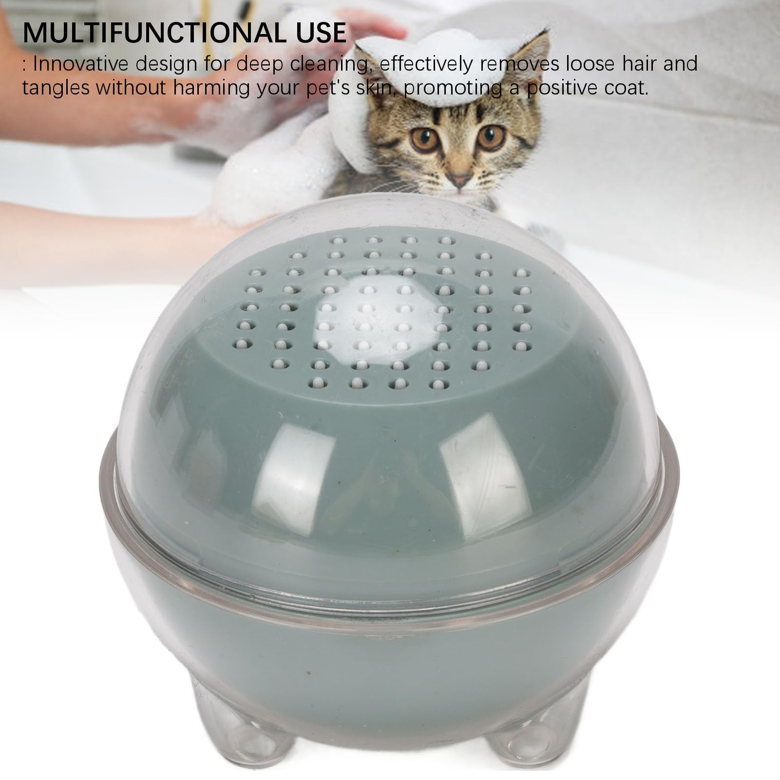 Pet Massage Brush Deshedding Tool, for Dogs Cats, Anti Static Grooming Comb with Ergonomic Handle, Gentle Hair Remover for All Coat Types (Green)