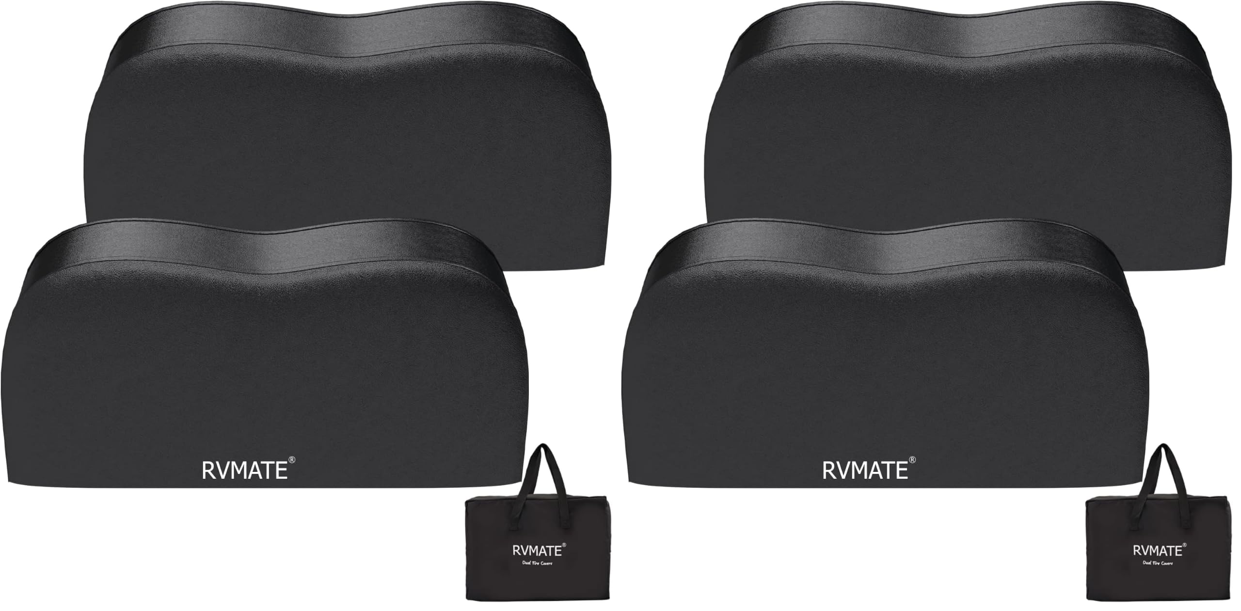 RVMATE RV Tire Covers, Dual Axle Wheel Cover (4 Pack) Fits 27"-30" Diameter Tires, Waterproof Anti-UV Black Dual Tire Covers RV Accessories for Truck/Trailer