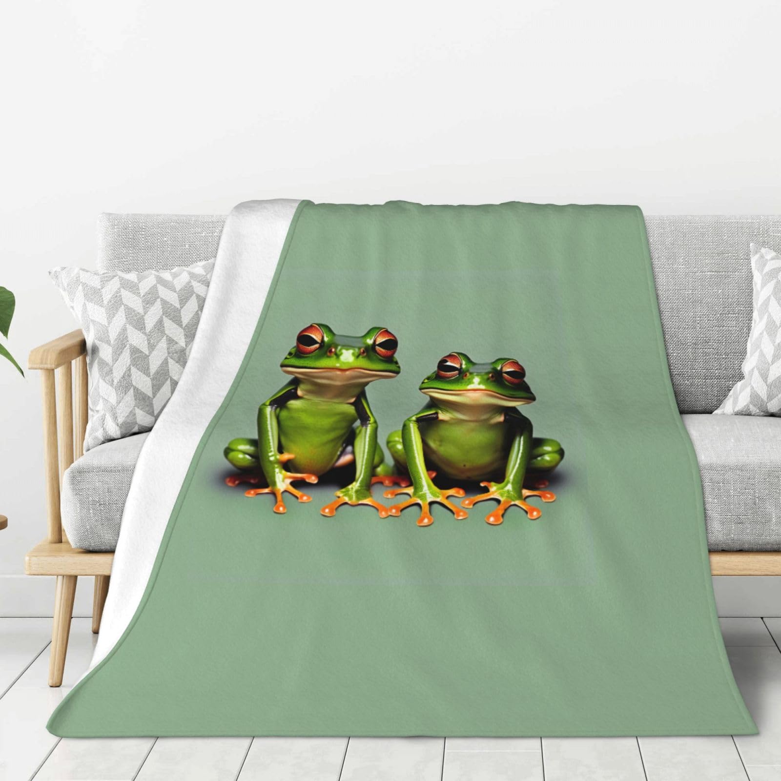 Couverture grenouille verte douce et chaude pour lit et canapé