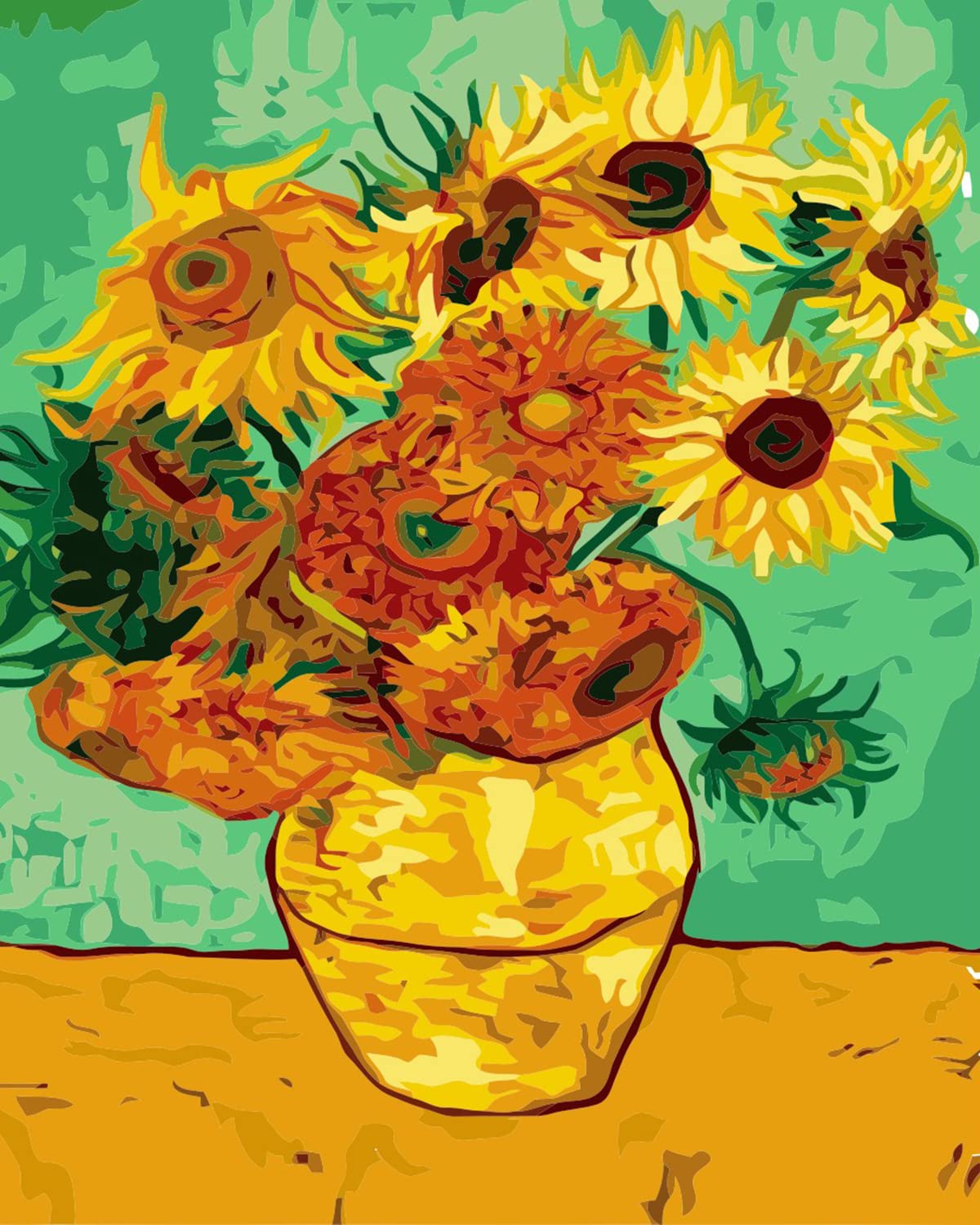 liziciti Paint by Number Kit On Canvas for Adults Beginner Van Gogh Famous Paintings DIY Acrylic Oil Painting Arts 16x20 Inch (Frameless, Sunflowers)