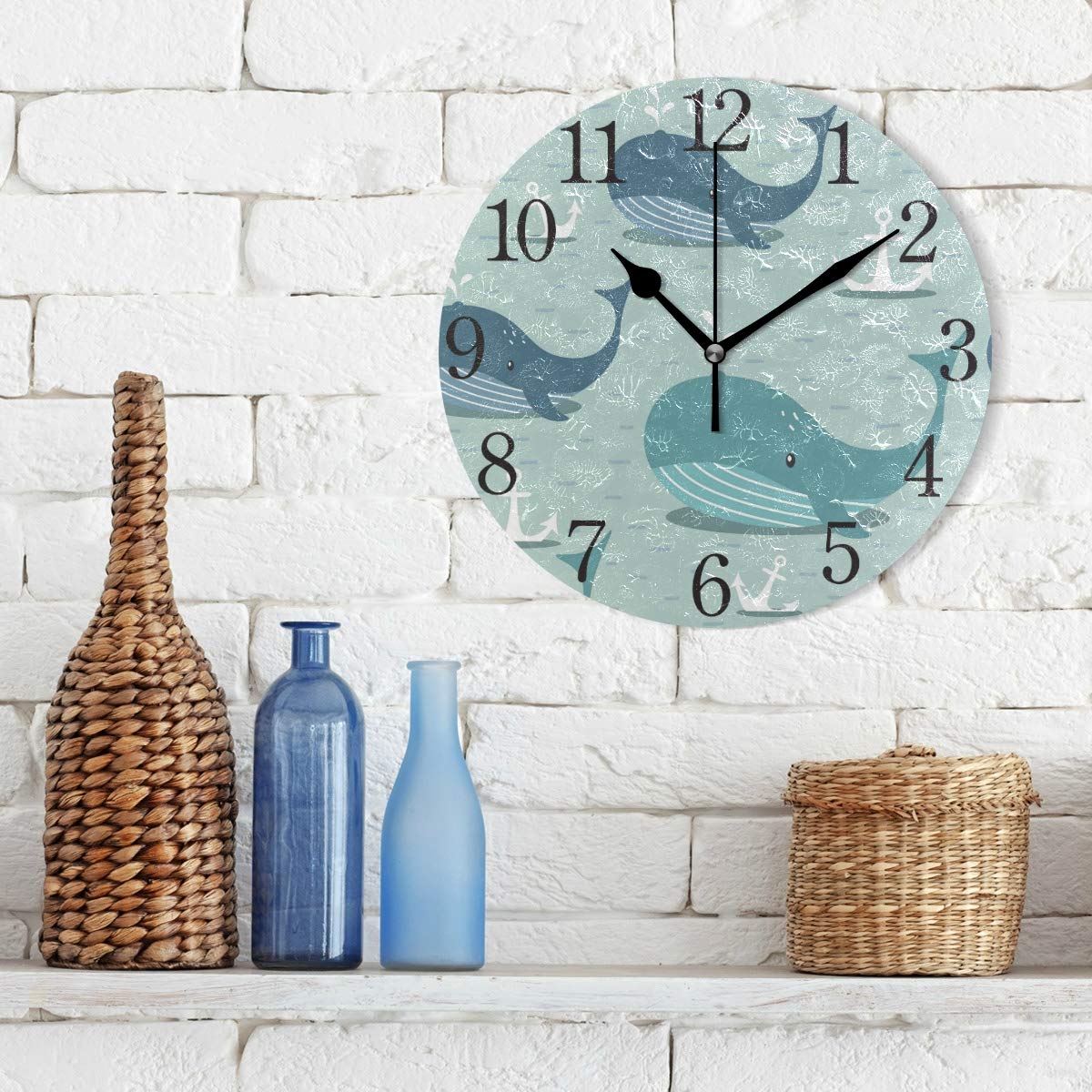 Mnsruu - Orologio da parete rotondo con piante grasse | FindTheDeal