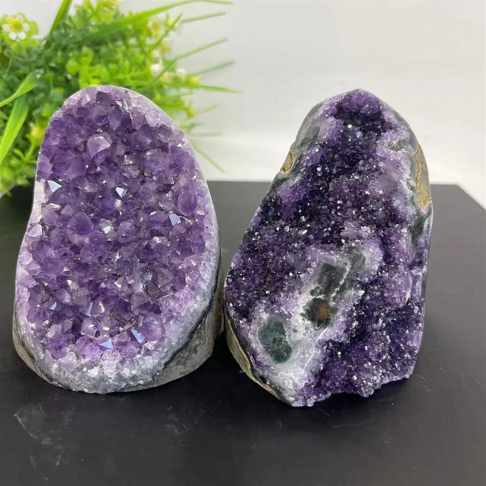 KatLin Racimo de Cristal Natural, Piedra de Amatista, geoda, minerales de Cuarzo Crudo, decoración del hogar Real de Uruguay, Chakras y Reiki espirituales Adornos (Size : 400-500g)