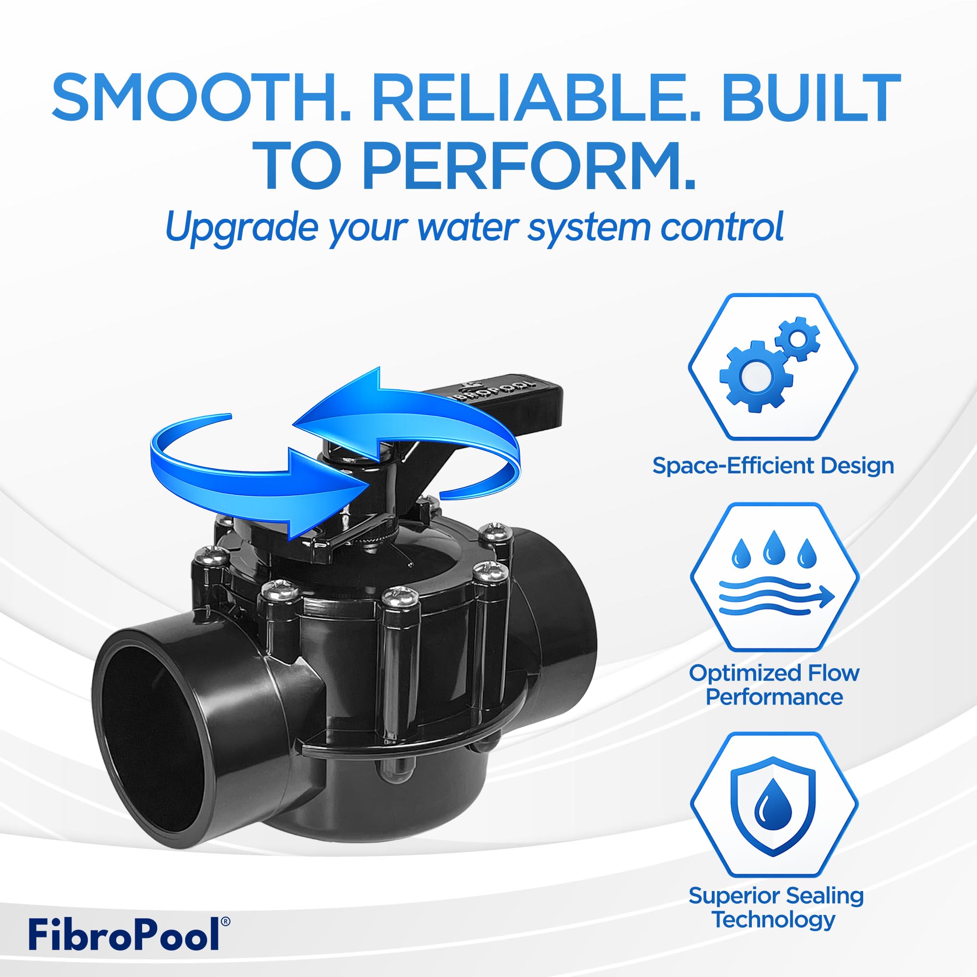 FibroPool Válvula sin lubricante de 2 vías con cierre POSI de 2 pulgadas