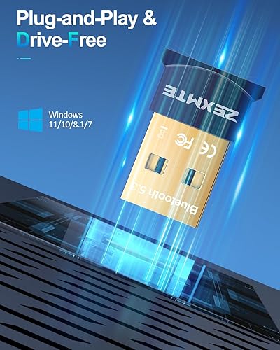 Miniatura 4 de ZEXMTE Adaptador Bluetooth USB para PC, receptor Bluetooth 5.3 EDR y BLE, Plug and Play para computadora de escritorio, portátil, teclado, ratón