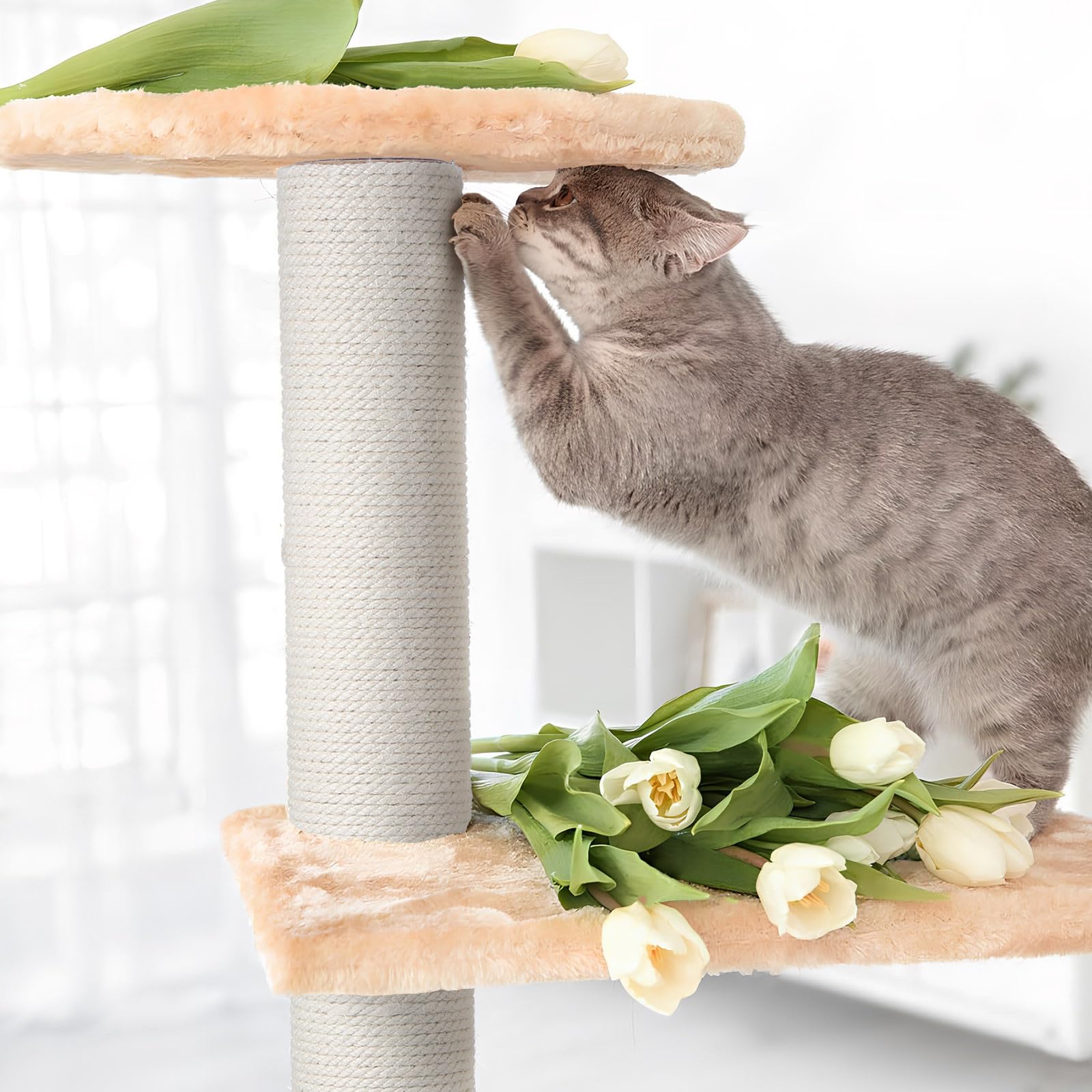 Garneck 2 Stück Kratzbaum Säulen aus Sisal für Katzenbabys Gesundes Kratzen und Einfache Montage für Indoor Katzenmöbel Schraublochdurchmesser 8mm