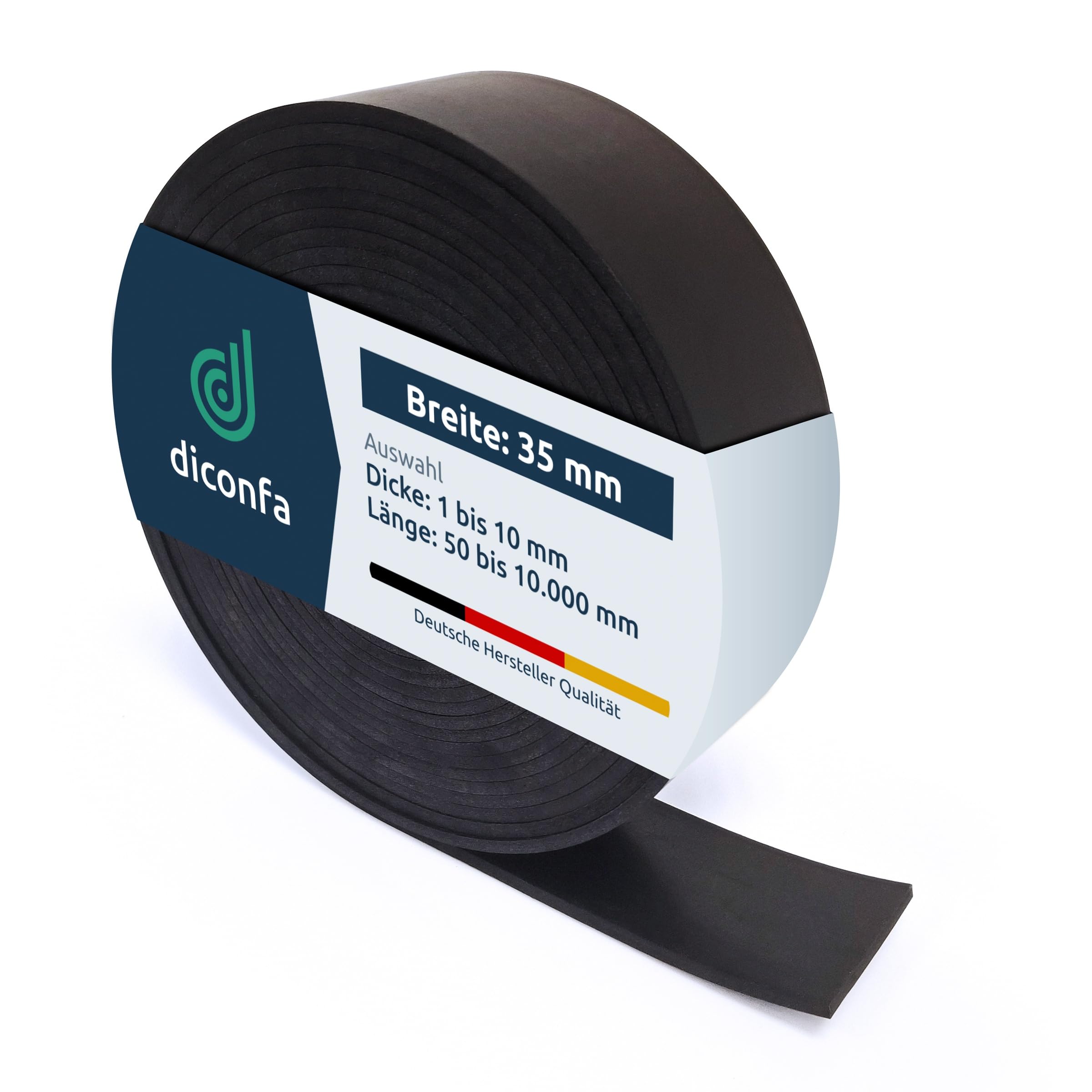 diconfa Gummistreifen BREITE 35mm 3,5cm - Bitte WÄHLEN - Dicke: 1 bis 10mm - LÄNGE: 0,05m bis 10m - Auswahl: 10000mm 1000cm lang, 3mm stark - Gummimatte Meterware schmal Gummiunterlage Gummiplatte