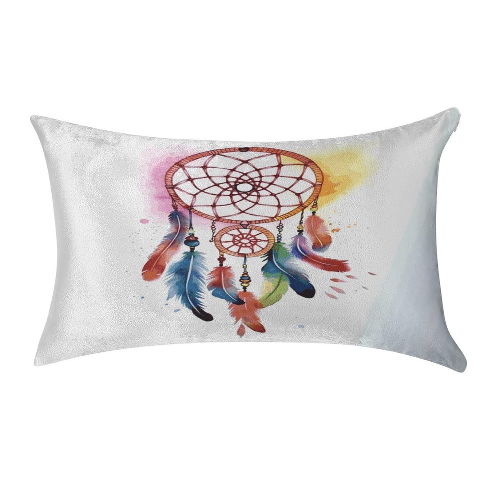 LDGSUPH Watercolor Dream Catcher Velvet Throw Pillow Covers Cozy Pillow Shams Pillowcases Detachable Pillow Cases Soft Cushion Cover with Zipper for Sofa Car Bed Pillow Protectors 12 "×20 "