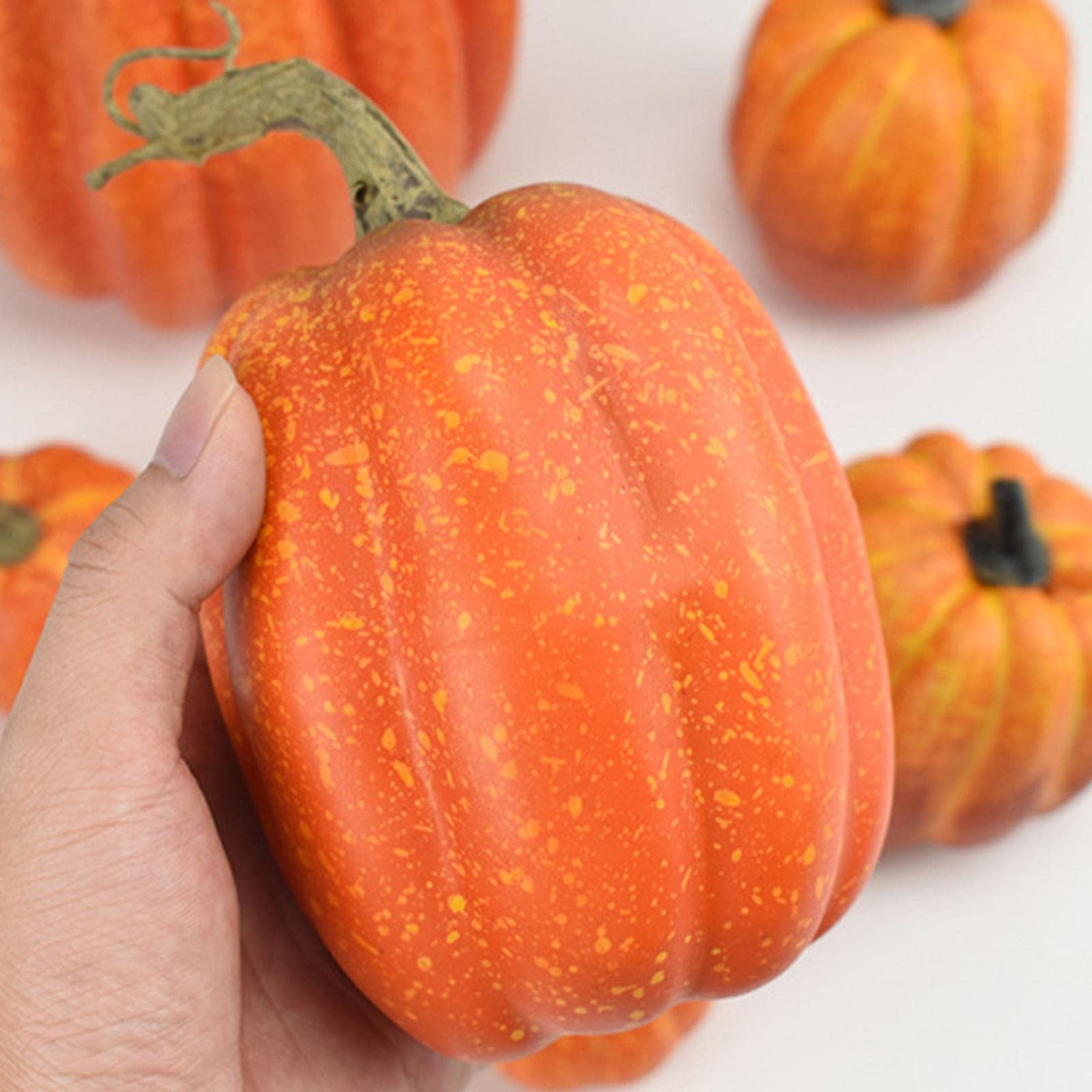 misppro 3x7x Zucche artificiali Bulk Faux Raccolto per Centrotavola Matrimonio Autunno Arancione