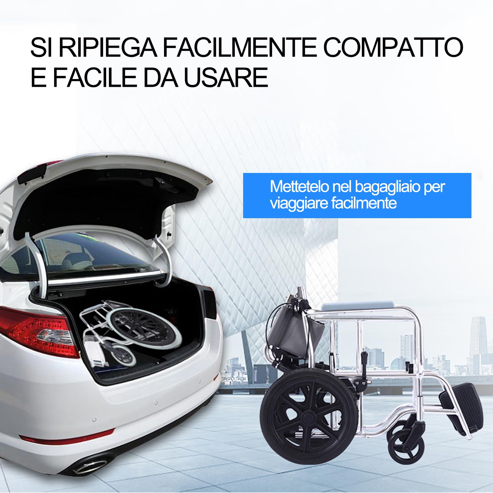 Sedia Comoda WC Imbottita Con Doppio Freno, Sedia Doccia Disabili Con Ruote, Sedia a Rotelle Doccia, Sedia Comoda WC per Anziani Con Ruote, Carrozzina Wc Disabili