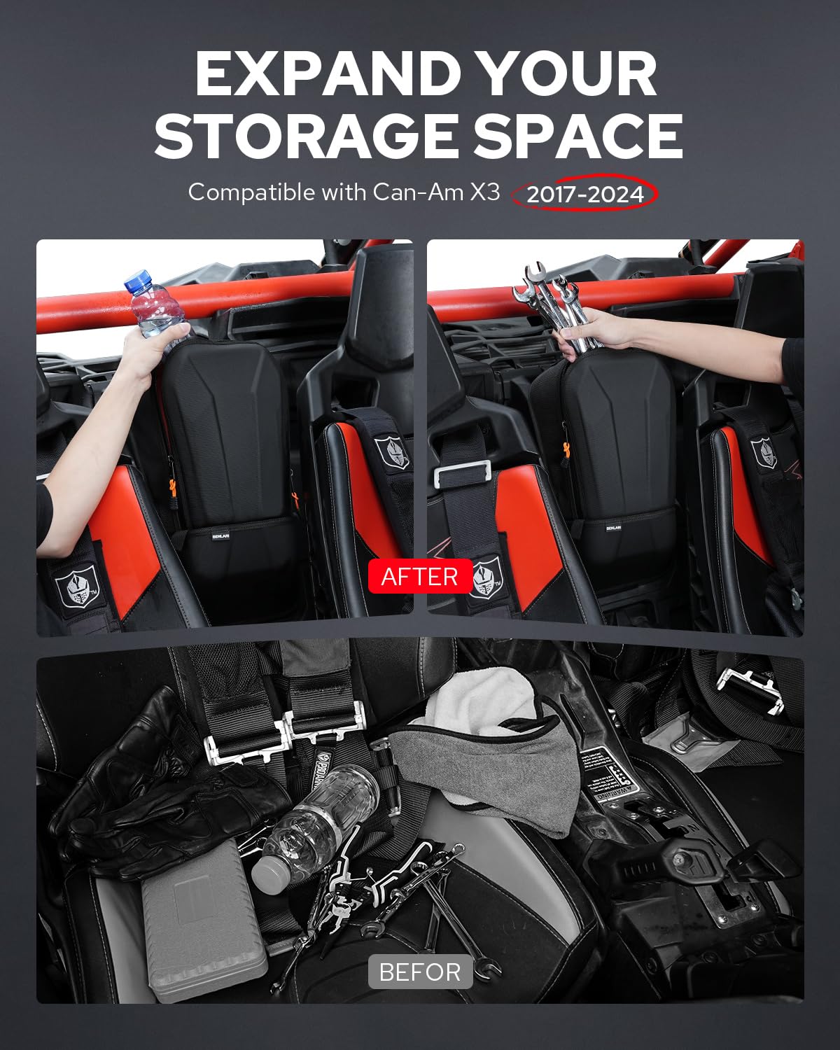 Center Console Bag Center Shoulder Console Box Seat Cargo Box Storage Bags For CAN‑AM Maverick