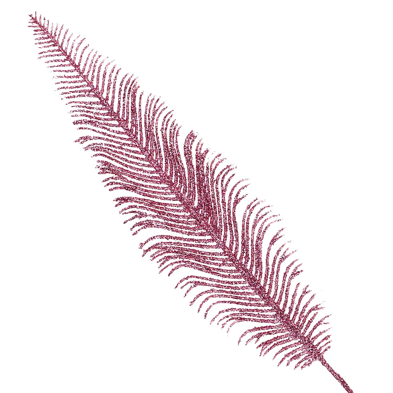 KKSTY Pack of 12 Artificial Glitter Feather False Leaves Christmas Tree Picks Sprays for Xmas Tree Carnival Party Decoration Festival Home Decor Flower Arrangment Vase Filler (Pink) - Image 2