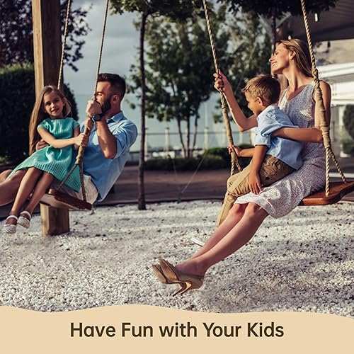 Miniatura 7 de Columpio de madera para árbol, capacidad de carga de 500 libras, columpio de madera para adultos y niños, altura ajustable, asiento colgante