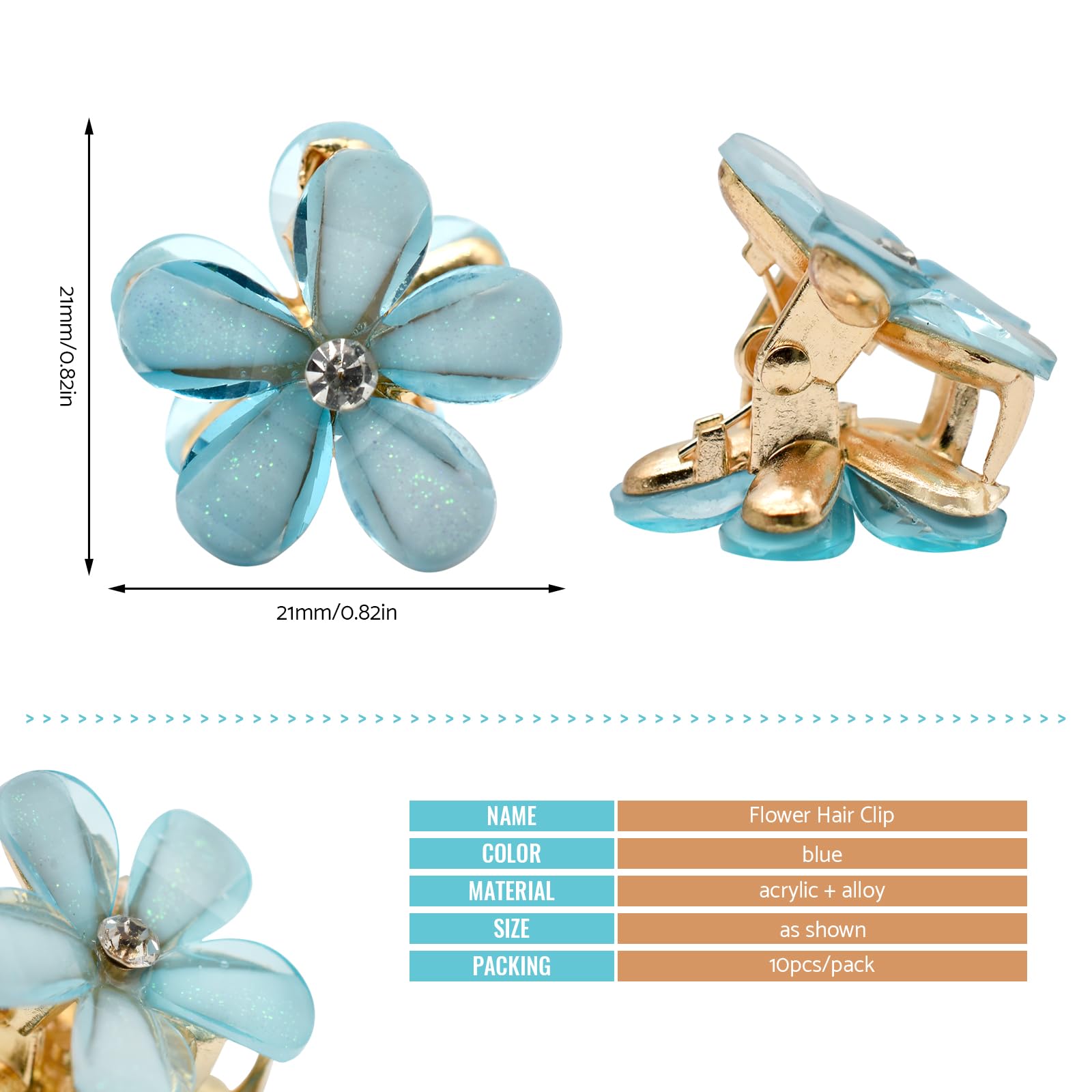 PAITOK 10 Pieces Set mini hair clips, Flower hair claw clip,Flower claw clips - Image 2
