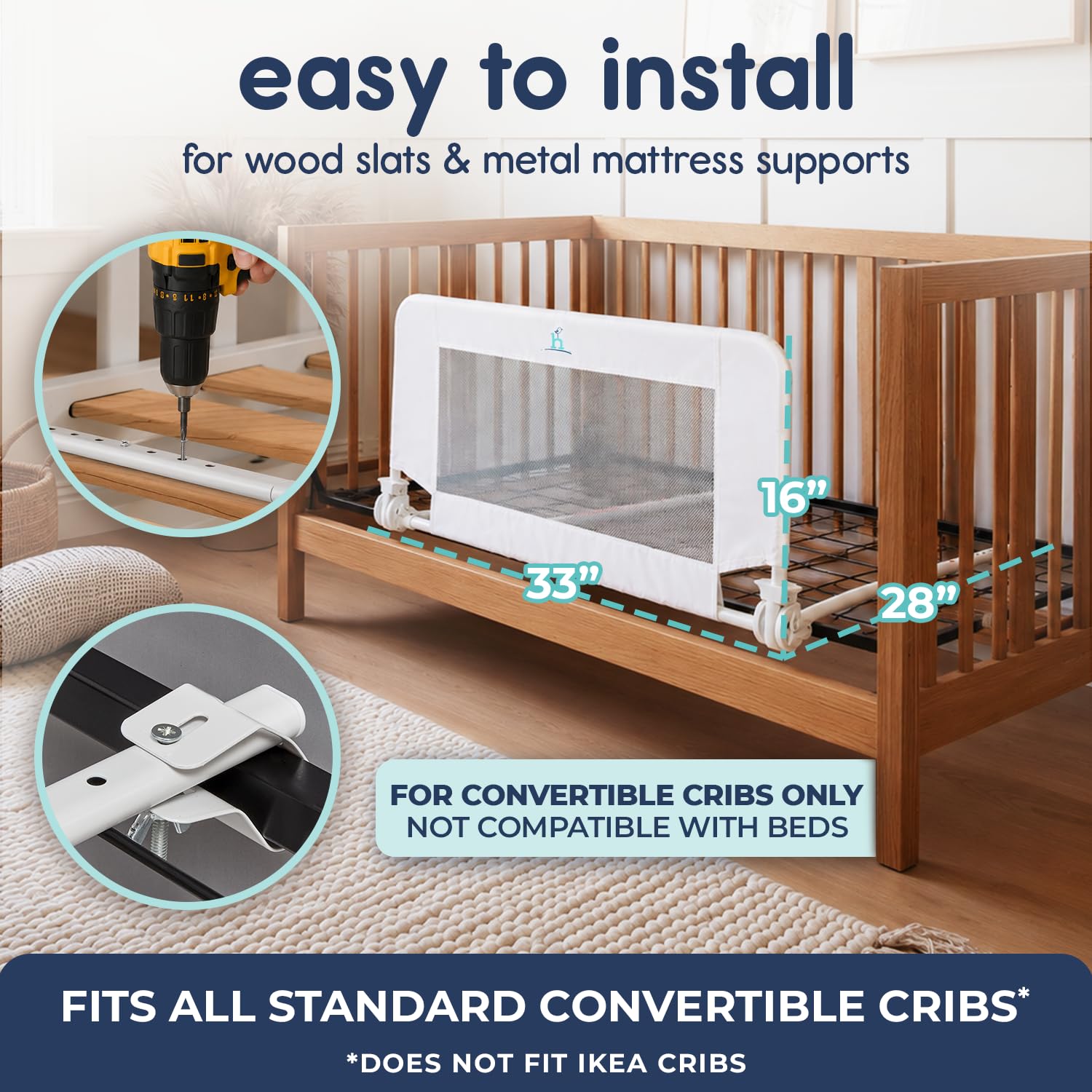 Toddler Crib Rail - Safe & Secure Bed Rail Guard -4