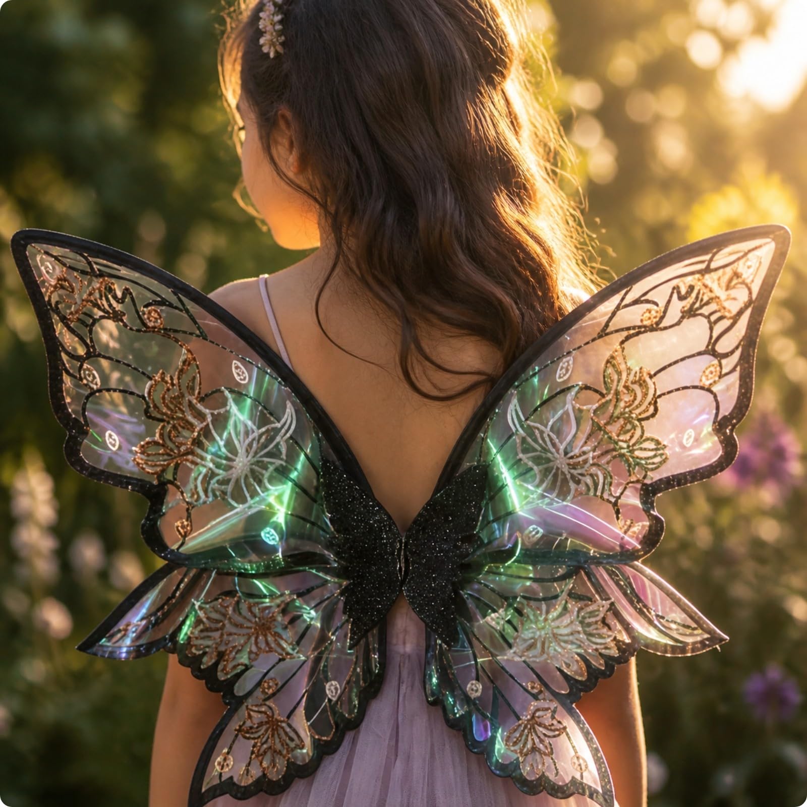 harayaa Plumas Princesa Policromático | Llamativo, plumas Hada con tul, Translúcido, Niñas, Negro