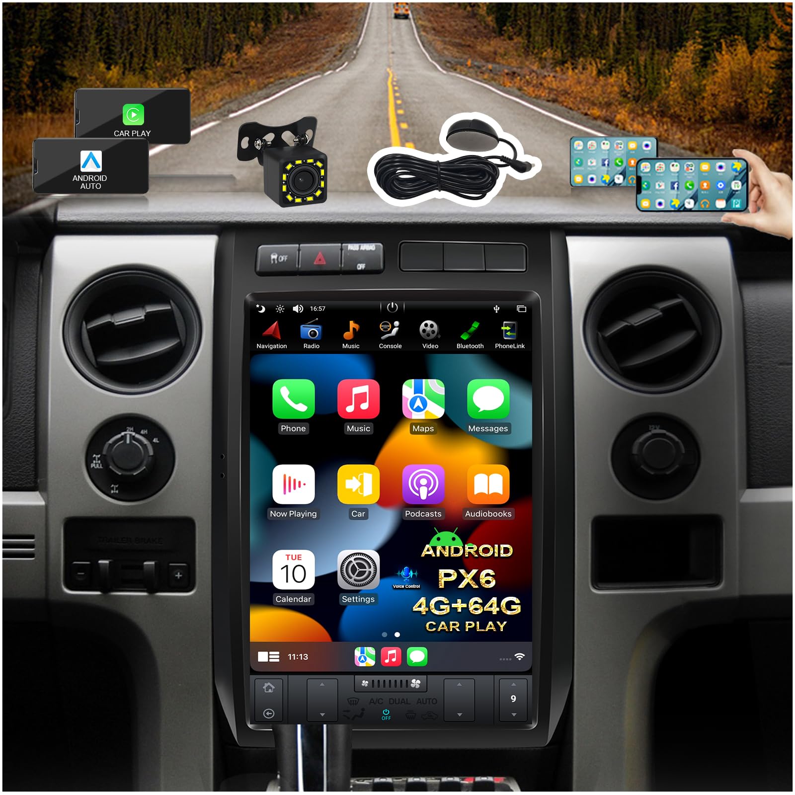 CUSP 2024 Android Car Stereo Radio GPS for FORD F150 2009-2014 12.1 inch Navigation Multimedia Player PX6 4G+64G in-Dash Head Unit Car Play DSP Auto Audio Video Plug and Play