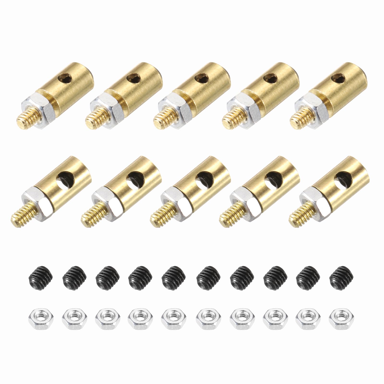 sourcing map Linkage Stoppers Connecting Servo Arm, Push Rod with Nut and Screw for RC Airplane, D4x1.6mm D4x2.1mm 10 Pcs