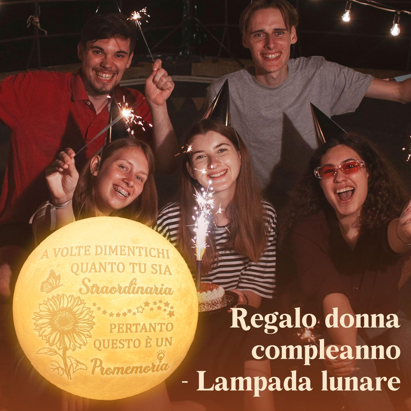 Regalo Donna - Motivazionale Lampada Luna, Lampada da Comodino | Abat Jour da Comodino | Idea Simpatica | Compleanno & Festa | Bambina Donna Uomo Amico Ado | Sorpresa Collega Ufficio