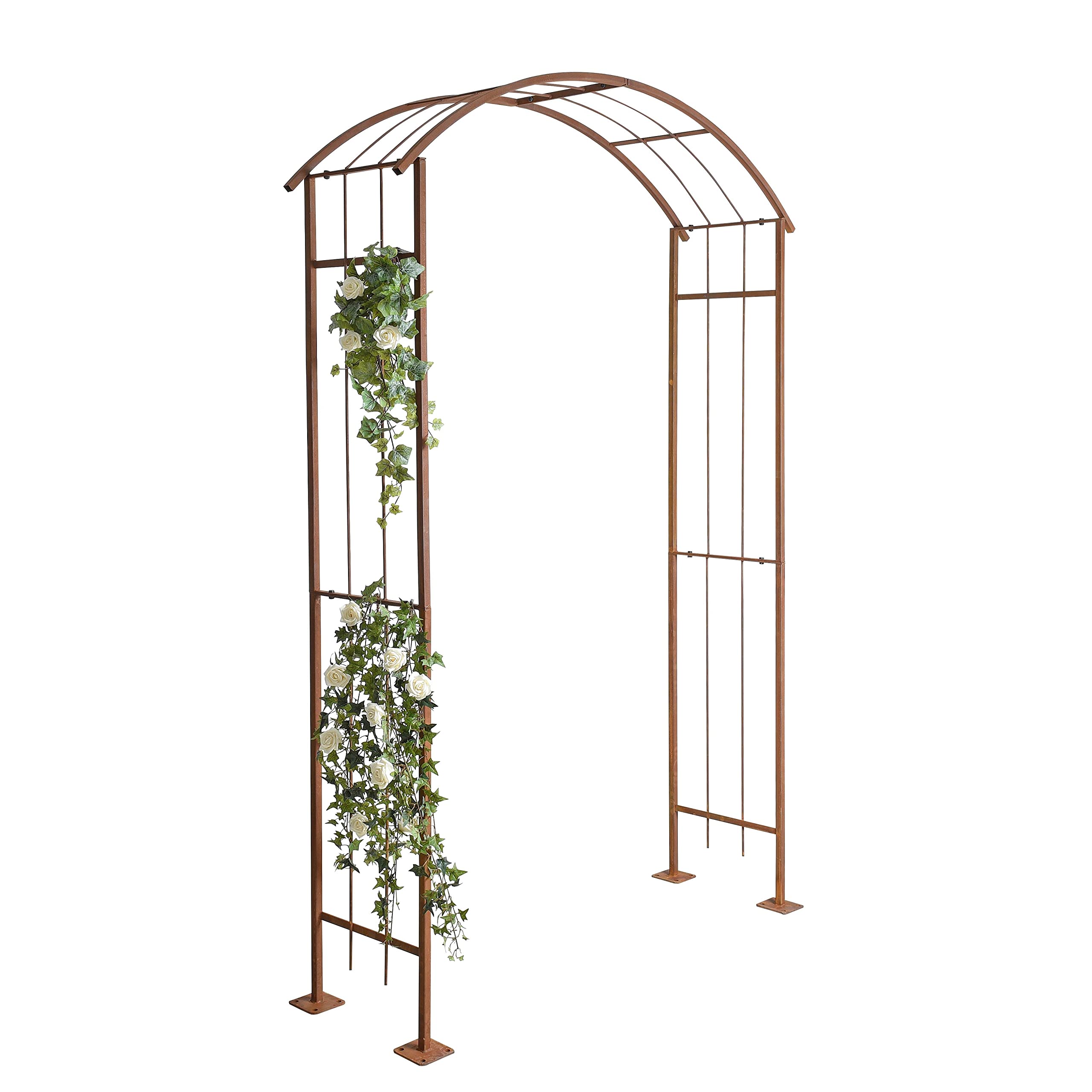 ESTEXO Rosenbogen Rankhilfe Kletterhilfe Rost Metall Rosenspalier Torbogen Bogen Spalier (140 cm)