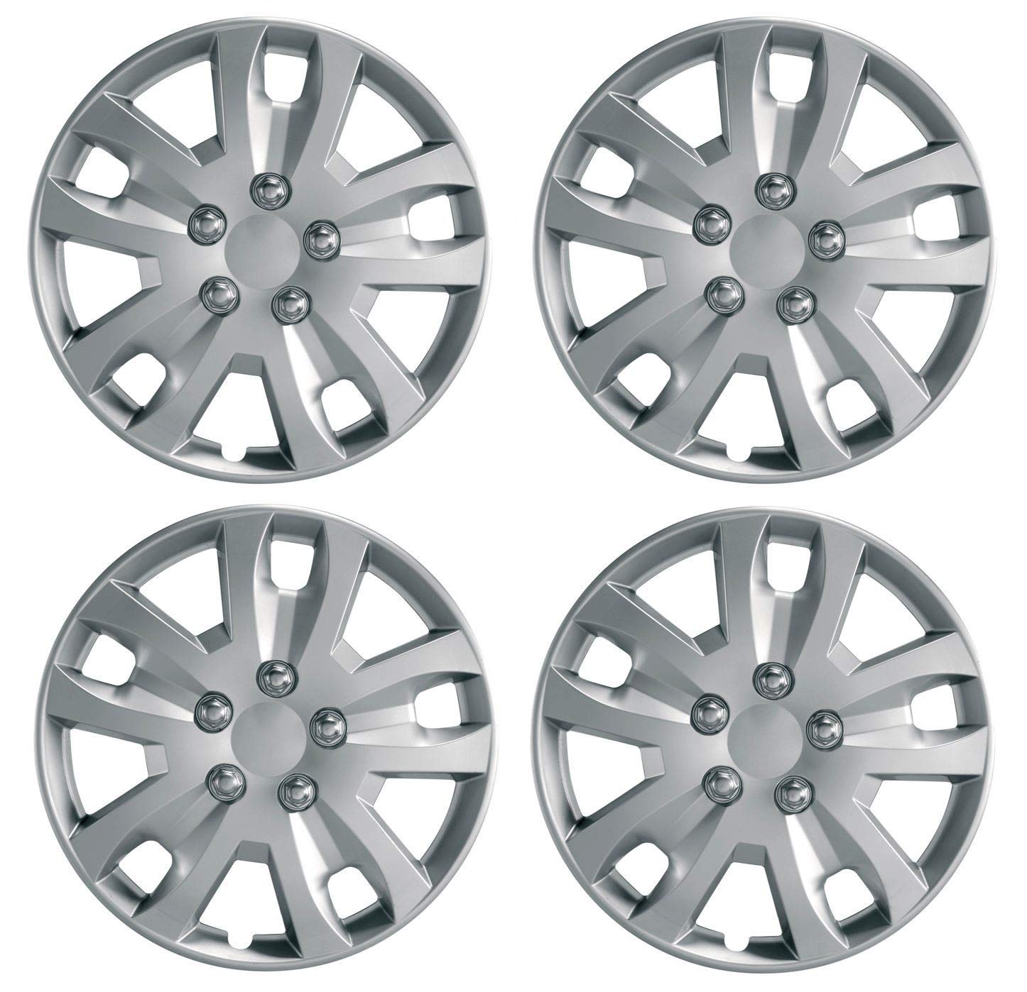 UKB4C 14" Set x 4 Silver Multi-Spoke Wheel Trims Hub Caps Covers Protectors