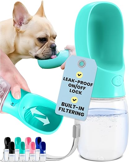 MalsiPree Dog Water Bottle, Leak Proof Portable Travel Dog Water Dispenser – Perfect Puppy Drinking Bowl On The Go for Outdoor Walking and Hiking – Pet Accessories (19oz, Blue)