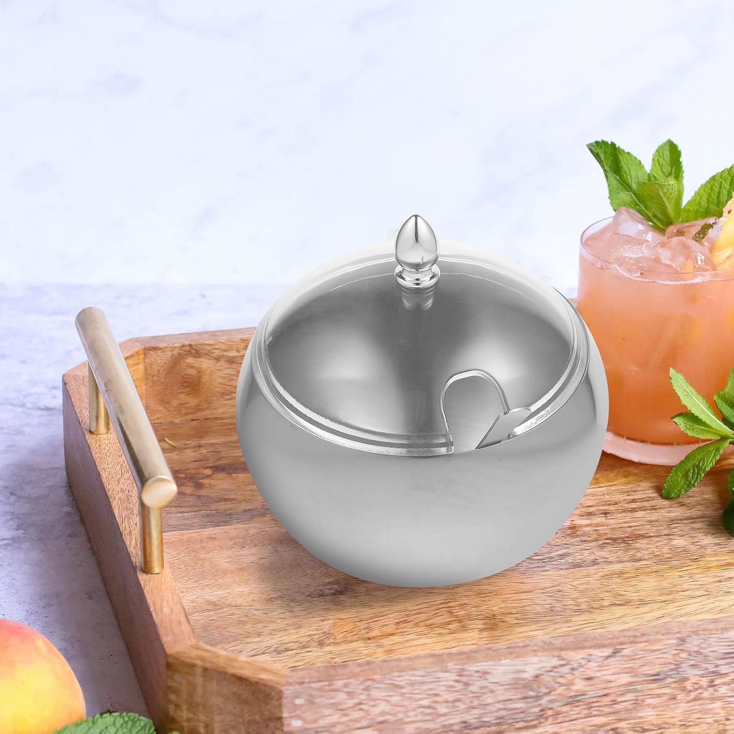 Seasoning Bowl Oblique Mouth Stainless Steel with Lid