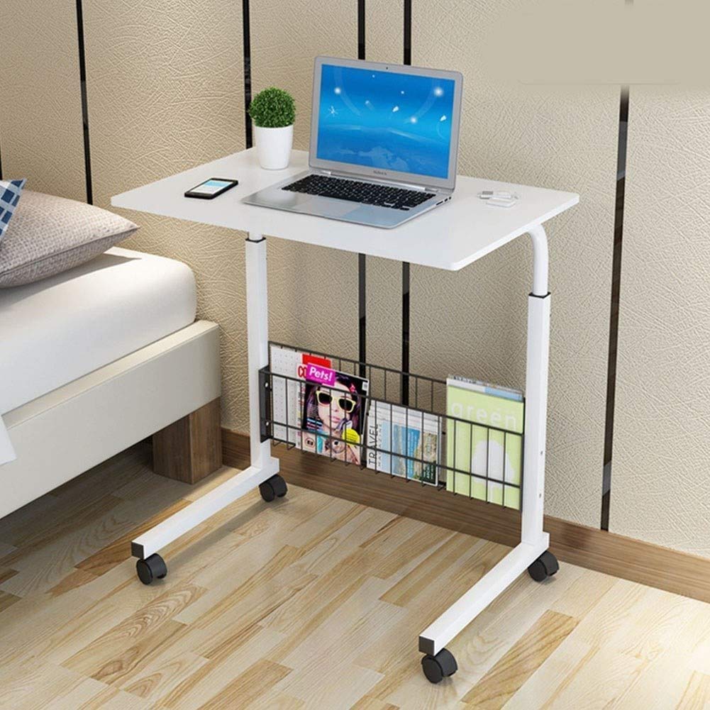 Laptop Table Side Table Laptop Desk Overbed Table Height Adjustable Hospital Table with Locking Casters Medical Bedside with