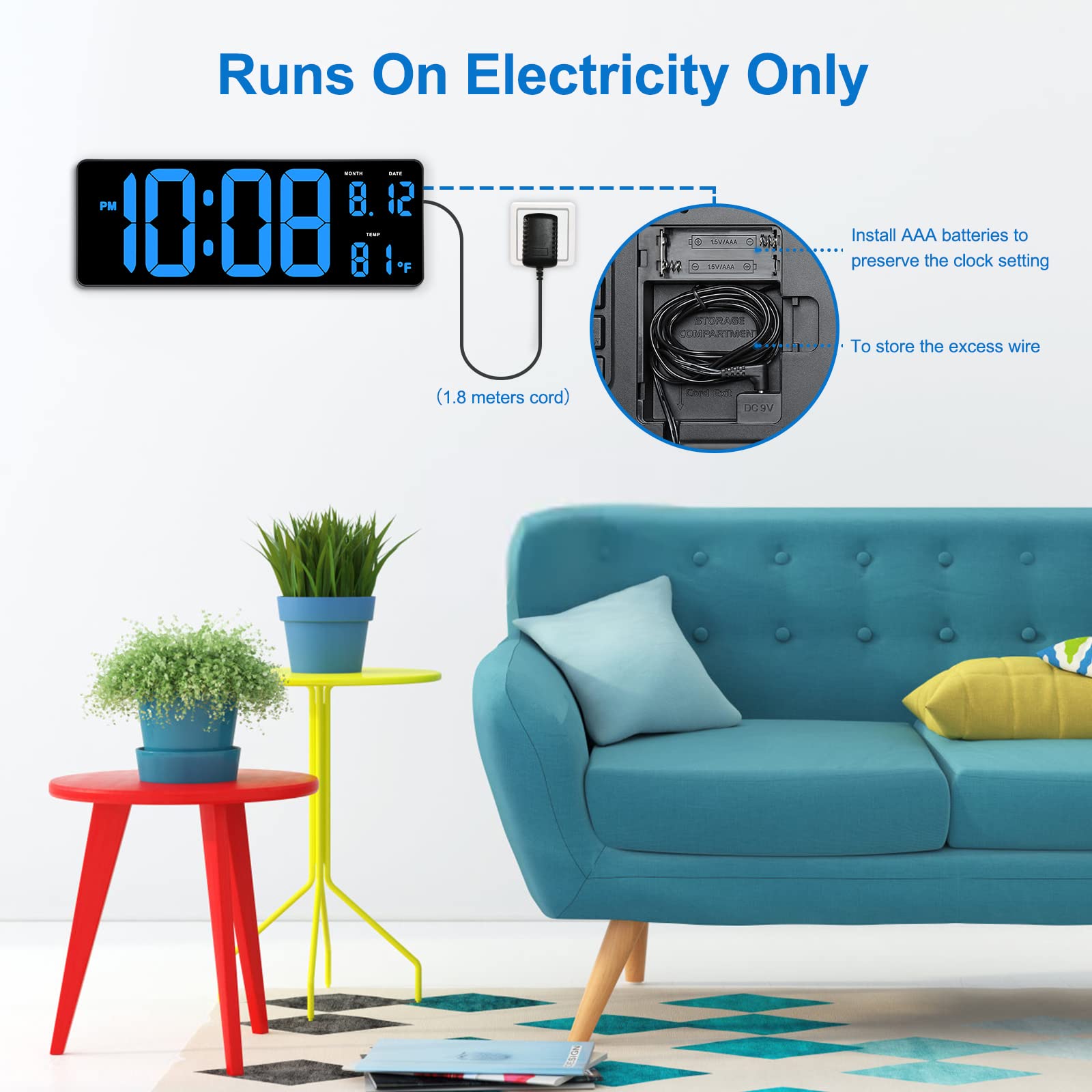 Buy DreamSky 14.5" Large Digital Wall Clock with Jumbo Big LED Number