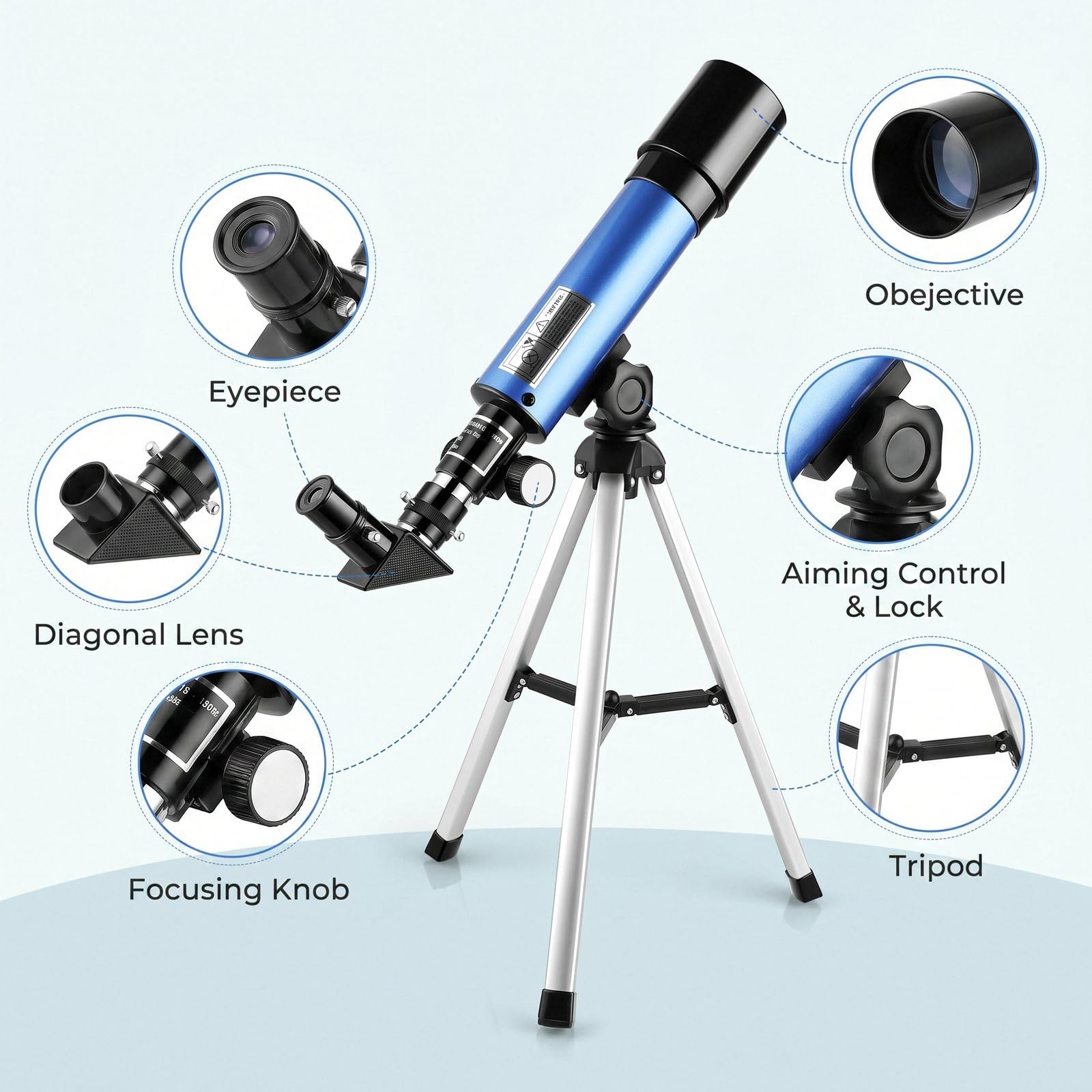 Télescope pour Enfants 6-12 Ans | 50mm Ouverture 360mm