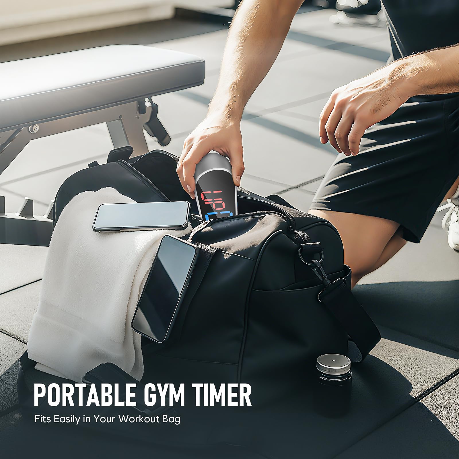 Dienmern Orologio portatile da palestra con forte magnete, timer a intervalli di allenamento con conto alla rovescia/UP/cronometro, batteria potente da 50 ore, orologio da palestra per casa, palestra