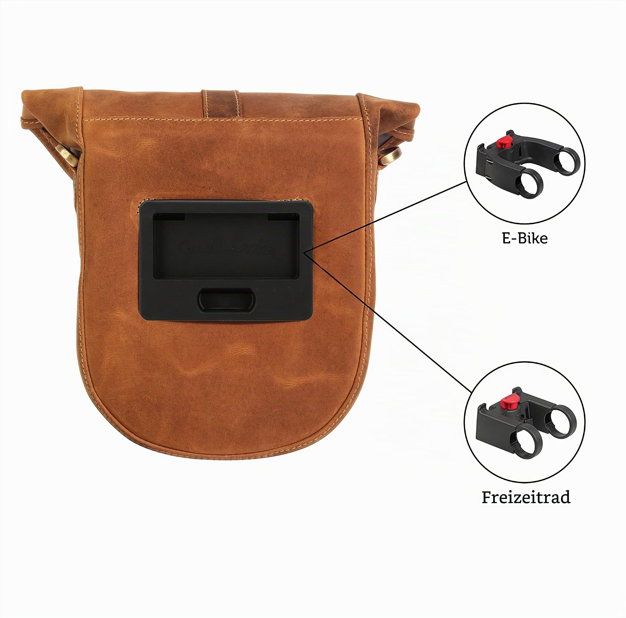 Gusti Fahrradtasche Leder - Félicia B. Lenkertasche Fahrrad Tasche Umhängetasche Handtasche Wasserdicht Canvas Braun Herren Damen kompatibel mit KlickFix ohne Adapter