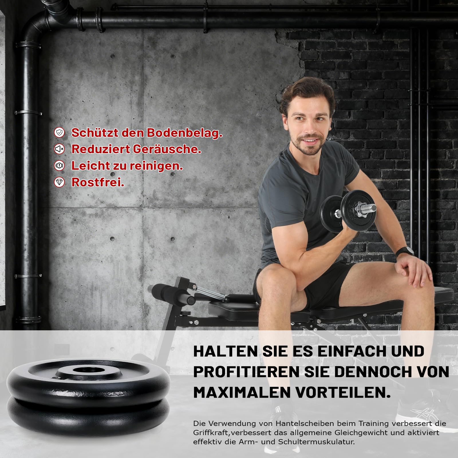Hantelset 10 kg | 15kg | 30kg Einzelhantel - Hanteln Set - Stange 30 mm - Kurzhanteln Frauen und Männer - Hantel Set - Gusseisen Kurzhantelset - Kurzhantel