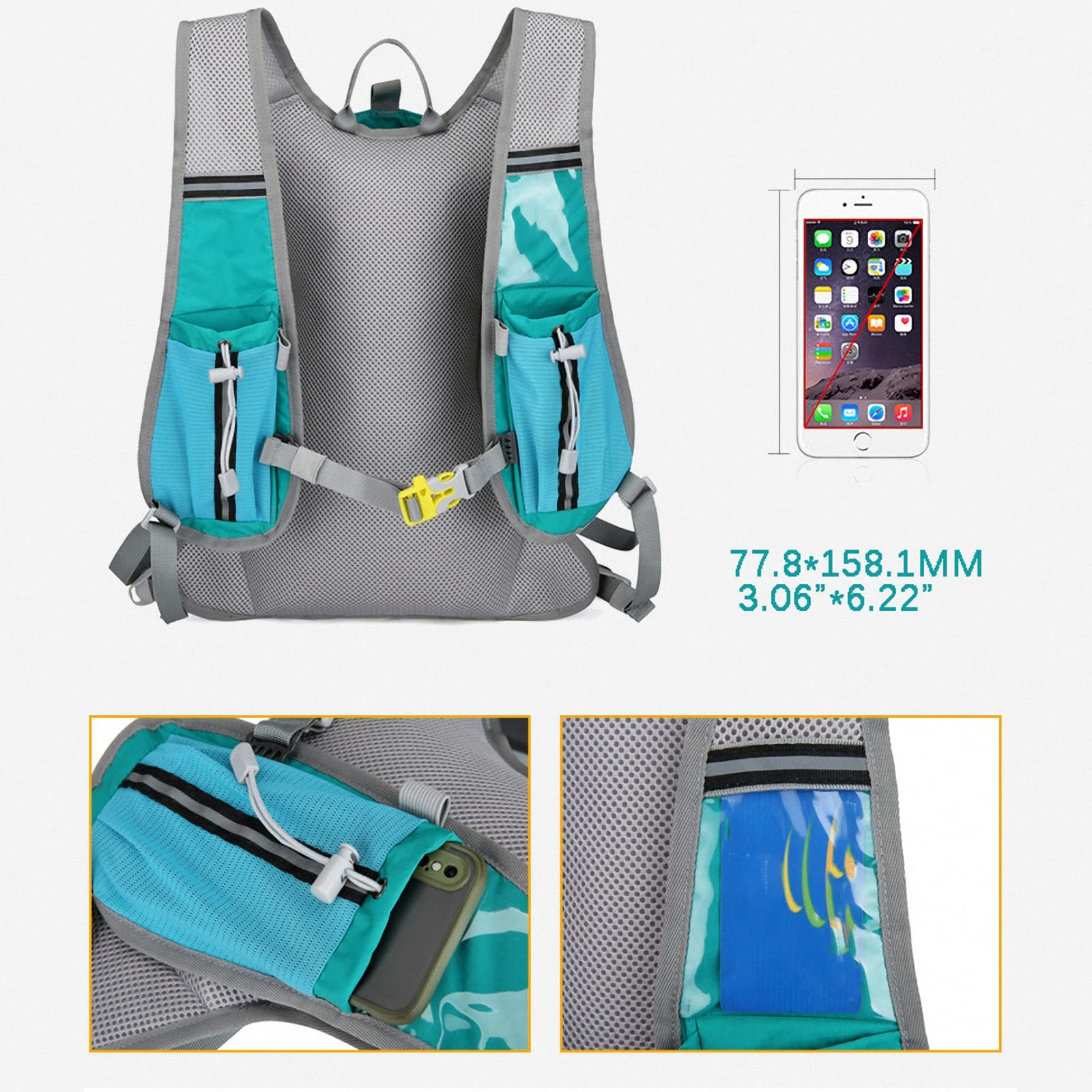 Zaino idratante Ultraleggero, Traspirante e Impermeabile con Sacca d'Acqua da 2L,Comodo da Bere,Borsa con Tracolla, per Escursionismo, Ciclismo, Arrampicata - 10L/370g
