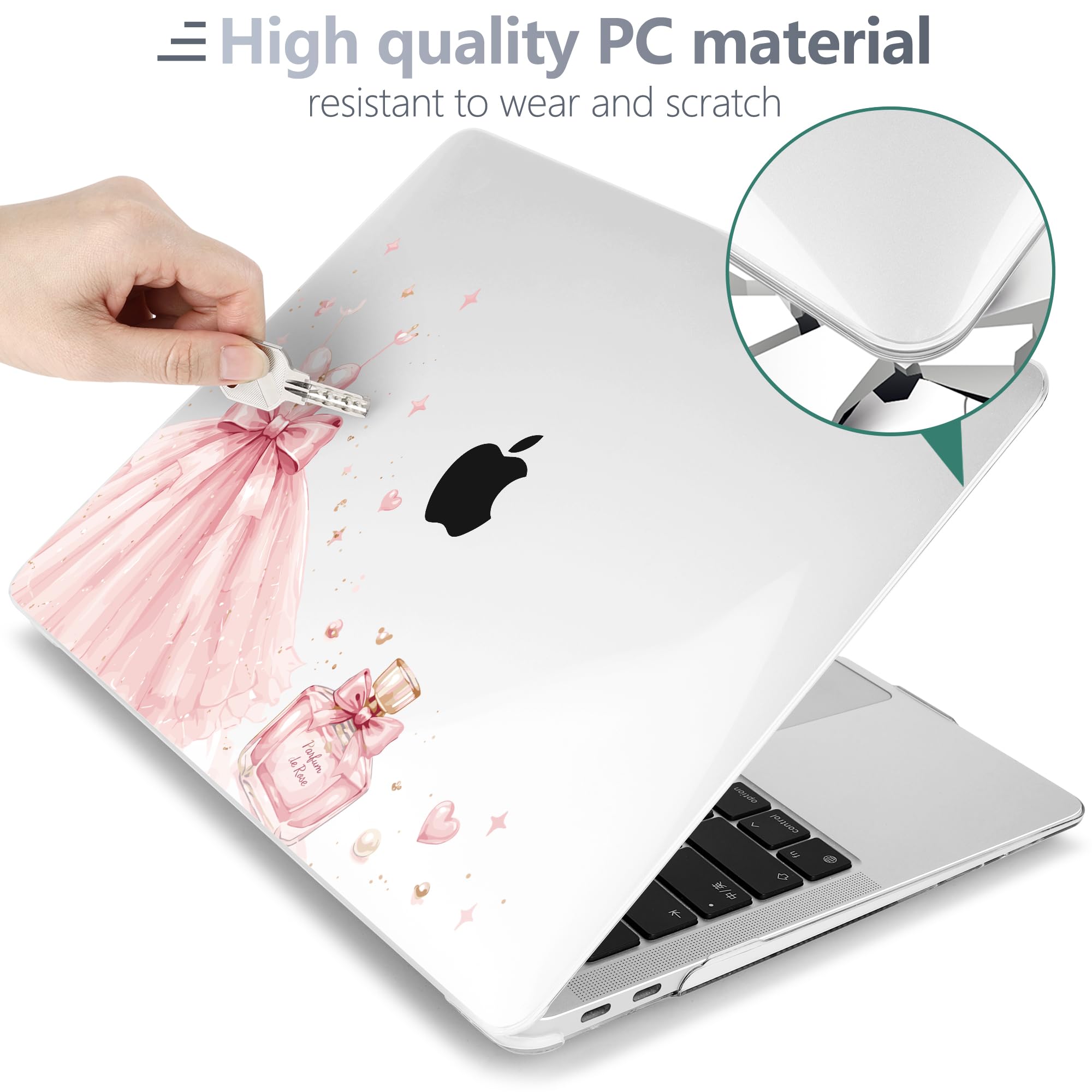 Batianda LumiArt Custodia per MacBook Air 33 cm Chip M1, fiocco principessa
