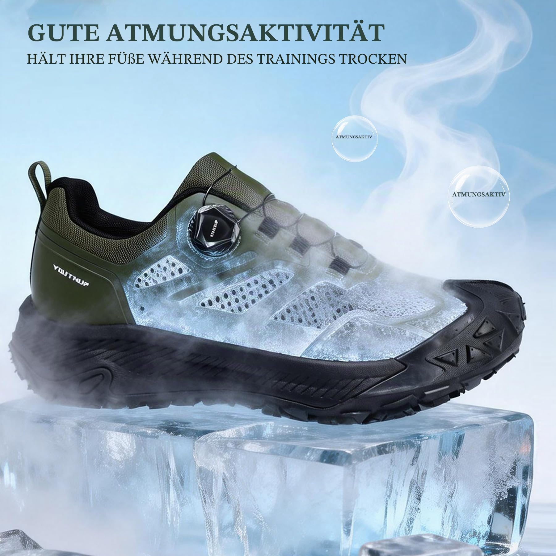 YOUTHUP Herren Wanderschuh Atmungsaktiv Halbschuh mit Drehverriegelung | Vielseitige Trekking & Trail Running Schuhe, Strapazierfähige Rutschfest Sportschuhe für Bergwanderungen, Outdoor-Touren
