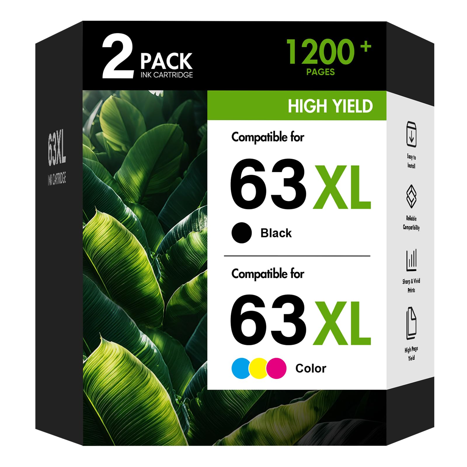 Cool Toner 63 63XL 4520 3830 Ink Cartridges for HP Printers Black and Color Combo Pack