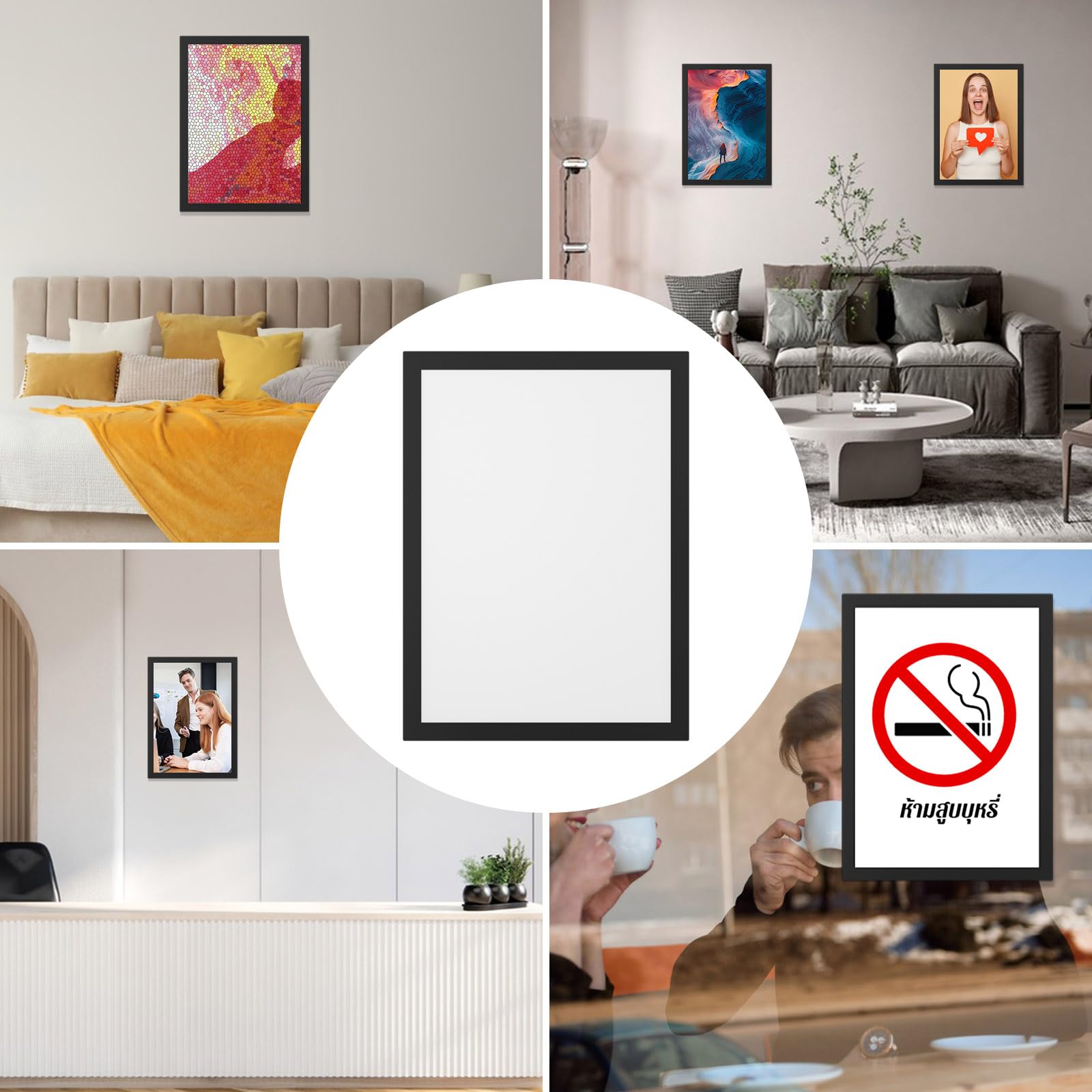 10 sztuk Magnetyczna ramka na zdjęcia A4, samoprzylepna ramka do plakatów (czarny)