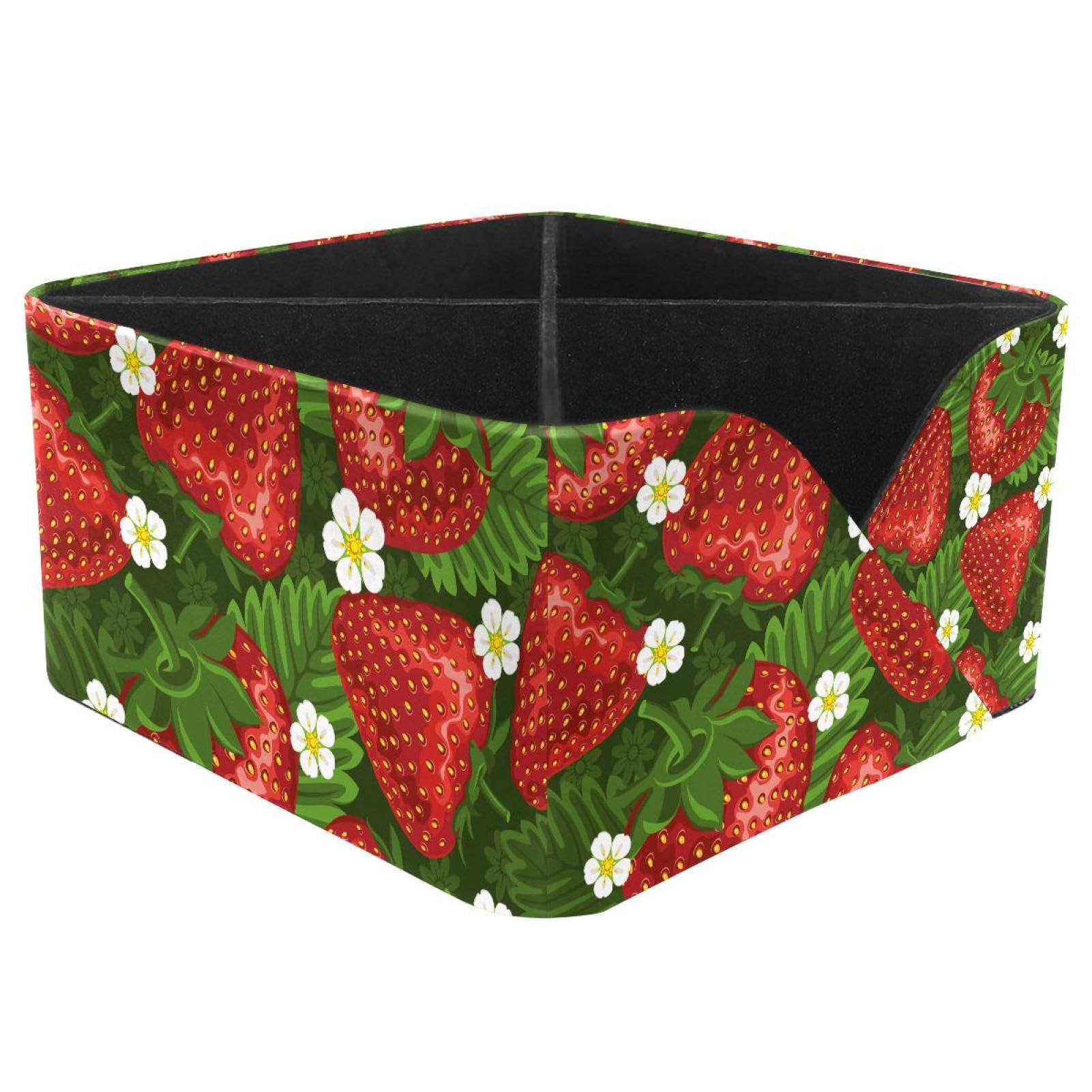 KengjuTesu Herb Strawberry Desktop Organizer Pen Holder, Rectangular Pencil Cup for Office, Study and Makeup Stations