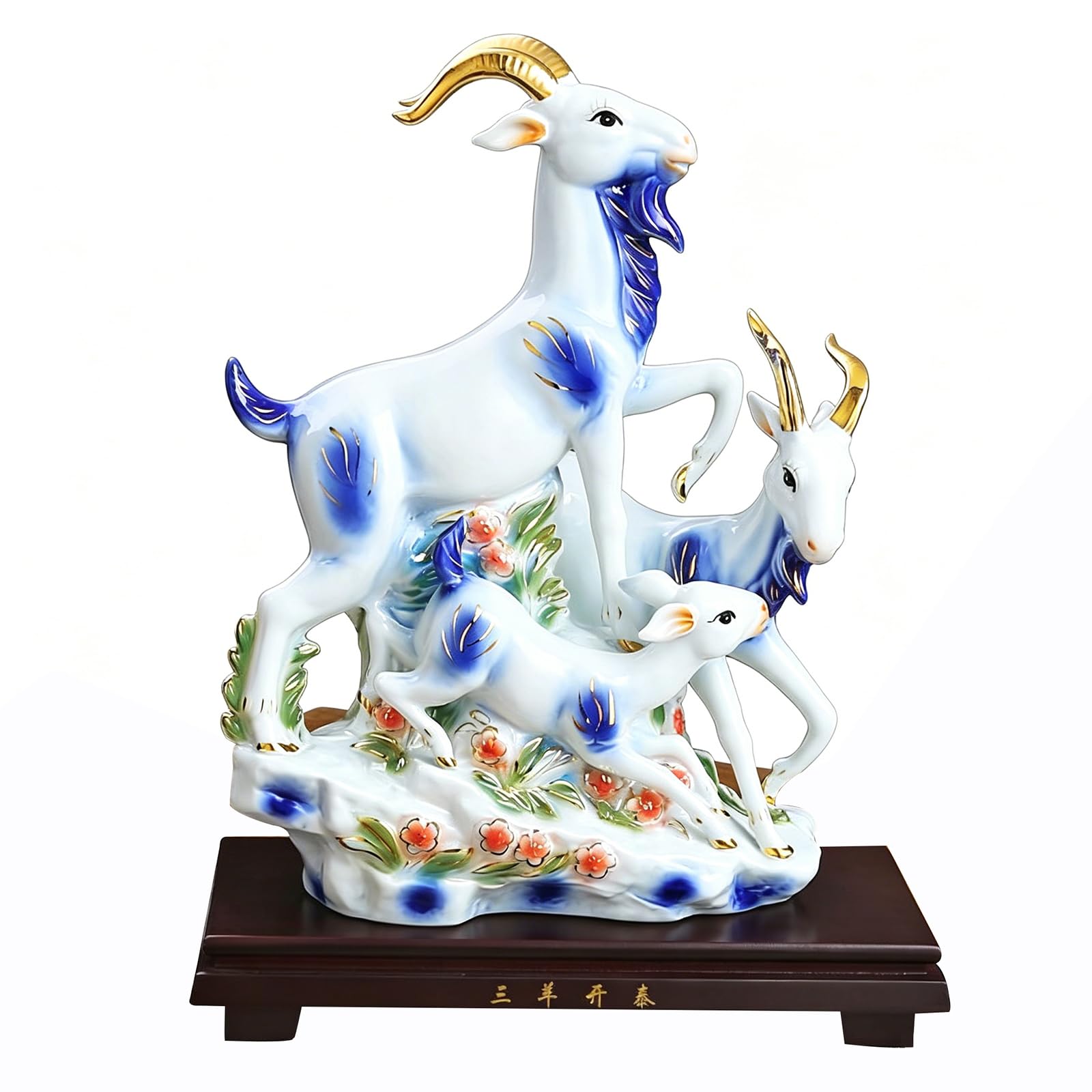 Ceramiczna figurka przynosząca dobrobyt – statua bogactwa Feng Shui, dekoracja chińskiej kozy zodiaku do salonu, luksusowa ozdoba artystyczna do domu,