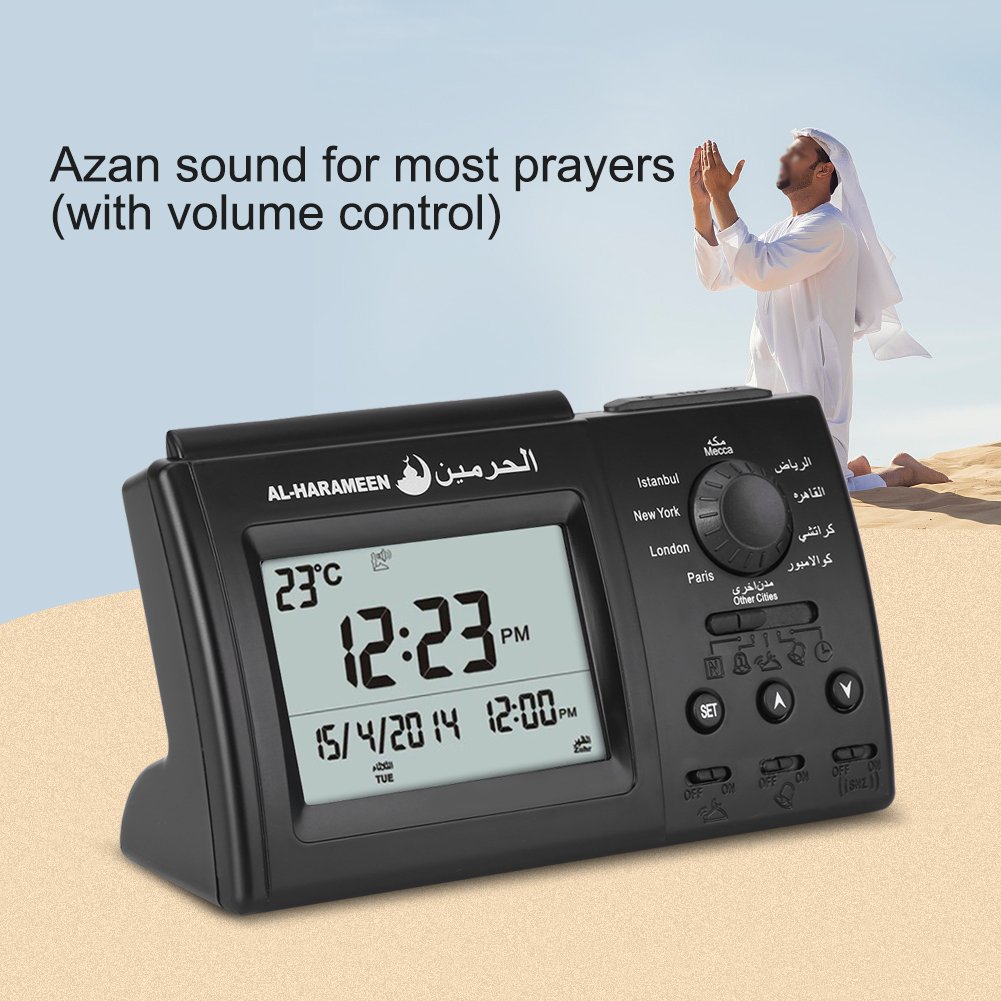 Walfront Reloj Despertador islámico Azan, Reloj de oración de Mesa Azan musulmán HA-3006, Alarma de oración Musulmana Digital Athan Islam para oración